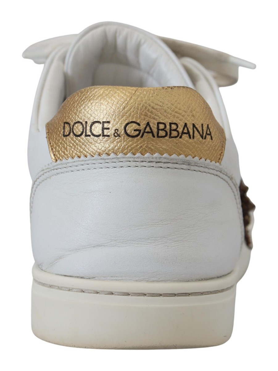 スニーカー DOLCE & GABBANA WHITE AND BEIGE LEATHER SNEAKERS DOLCE & GABBANA Sneakers Shoes White Leather Heart Low Top