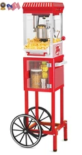 Nostalgia 2.5 oz Popcorn and Concession Cart Makes 10 Cups 45 in Tall Red KPM200