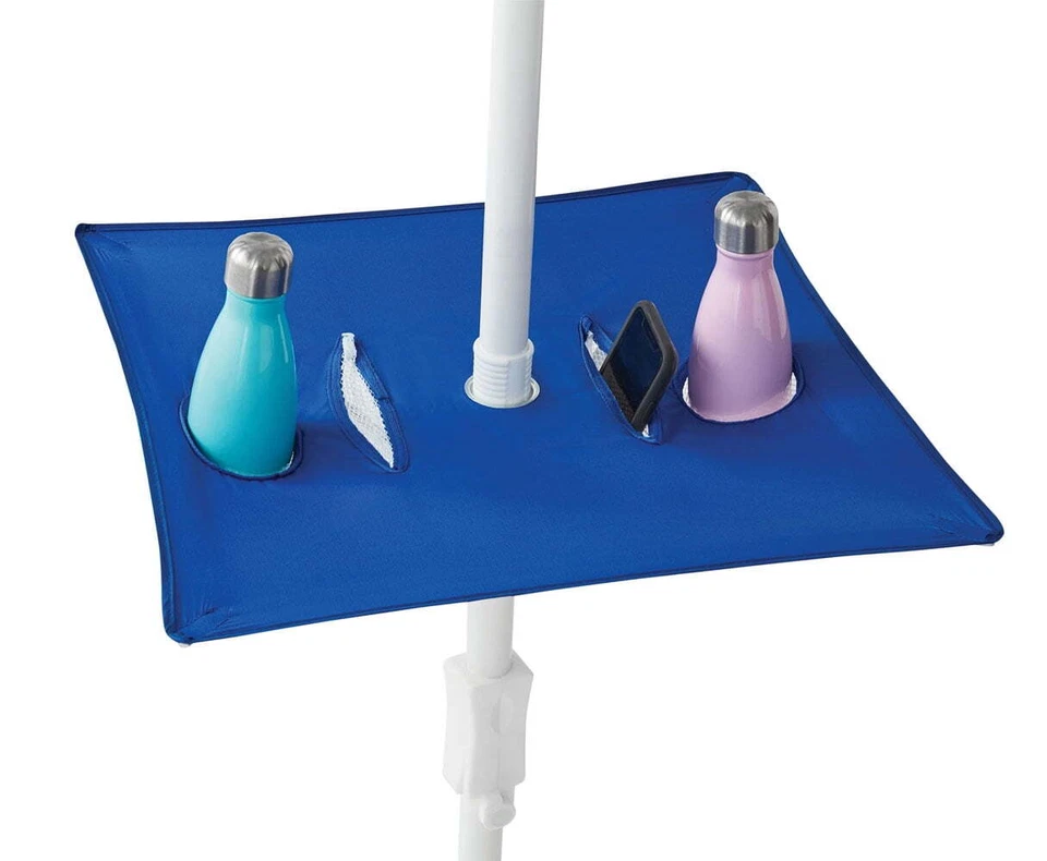 Sombrilla de playa a rayas azules y blancas de 6 pies, protección solar Foto 2 de 4