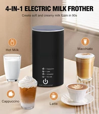 Single-cup coffee maker with milk frother, brews 6 to 14 ounces of coffee