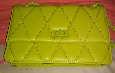 URBAN EXPRESSIONS Vegan Leather Shoulder/Crossbody Bag In Lime