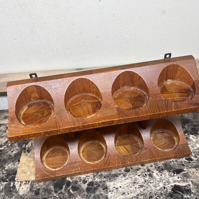 Digsmed Denmark 8 Slot Wooden Spice Rack W/ Glass Screwtop Jars