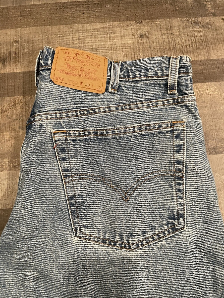 Vtg 90s Levis 555 Jeans 40x32 (38x31) Acid Wash Relaxed Fit