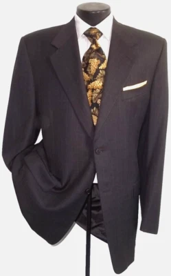 Canali Dark Brown Plaid 2 Buttons Wool Jacket, Coat 44 Long