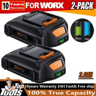 1/2pack For WORX 20V 3.0AH Extend Lithium Battery WA3520 WA3525 WA3575 WG155