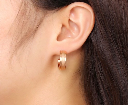 EDELSTAHL SCHMUCKSET ROSEGOLD HALSKETTE ZIRKONIA KETTE CREOLEN OHRRINGE COLLIER - Bild 6 von 7