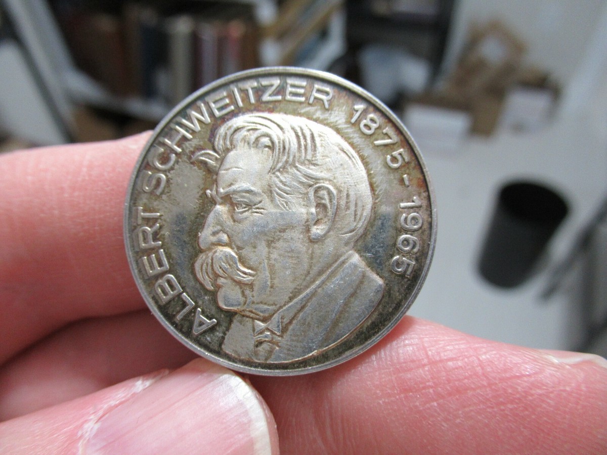 Rare Silver Medal, Albert Schweitzer (1875-1965), 1952 Peace Nobel