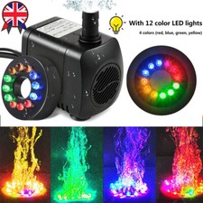Submersible Water Pump Fish Tank Aquarium Feature Pond Fountain With 12LED Light