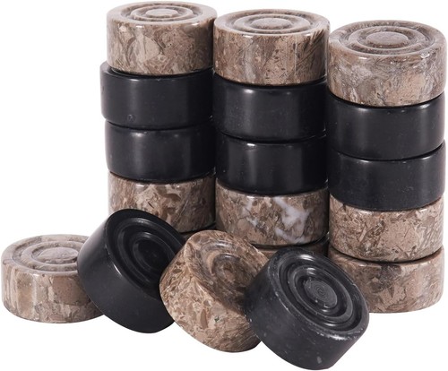 Artisan Crafted Marble Checkers - Elegant 1.25'' Black and Oceanic Game Set - Picture 3 of 8