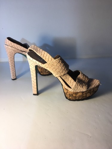 Faux Snakeskin Platform Sandal Heels 