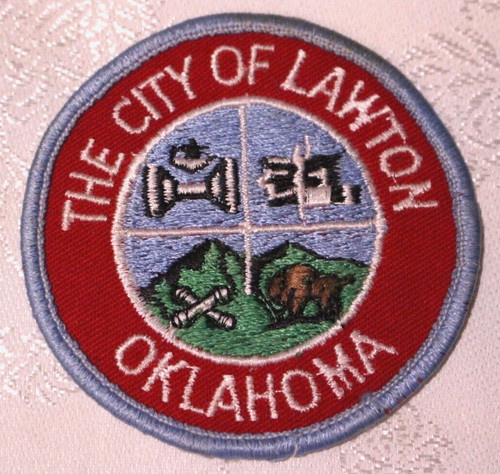 Vtg RETIRED/OBSOLETE The City of Lawton Oklahoma Police Patch Sew On OK Native