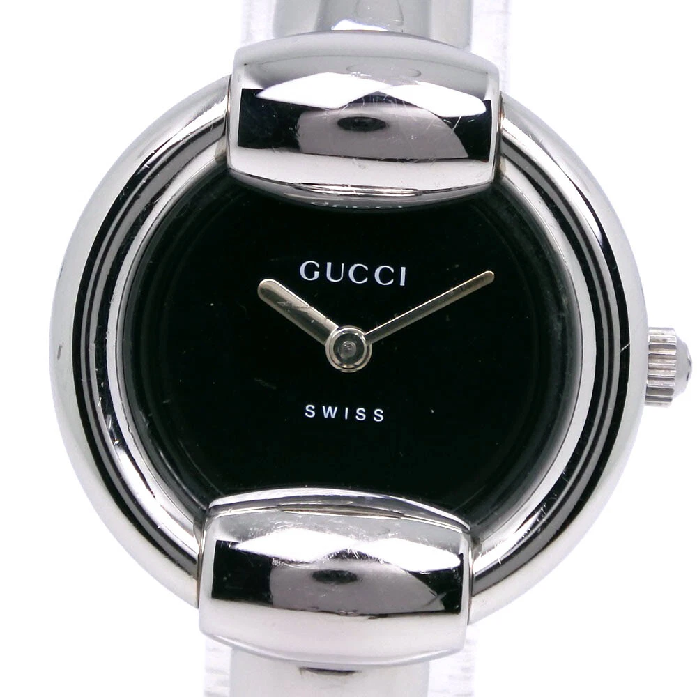Montres GUCCI 1400L cadran noir acier inoxydable quartz affichage analogique femmes