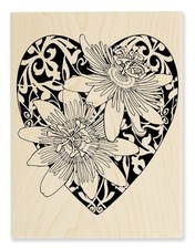 PASSION HEART Rubber Stamp R244 Stampendous LARGE Brand NEW love flowers