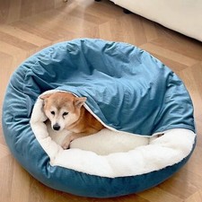 Orthopedic Dog Bed with Hooded Blanket - Winter Warm Waterproof  Dirt-Resistant