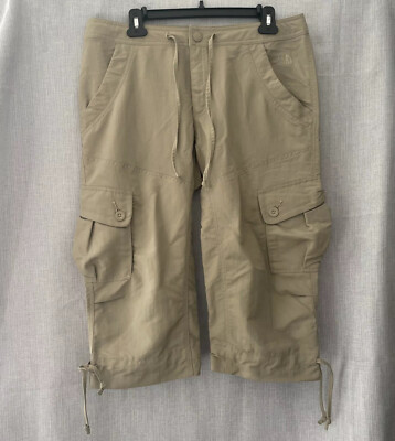THE NORTH FACE Womens Sz 12 Paramount Propel Khaki Capri Pants Hiking Crop Cargo