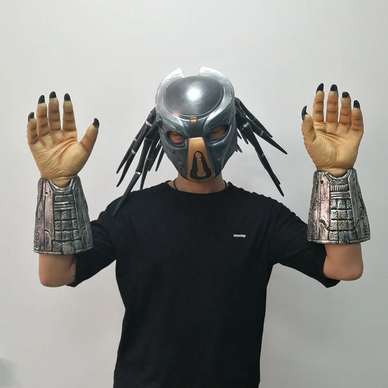 Predator Latex Mask Gloves Halloween Cosplay Costume Props Show Headgear Helmet - Image 4 of 4
