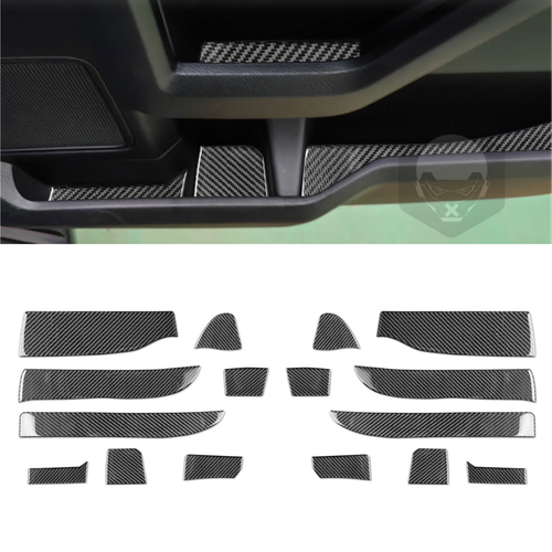 Cubierta de moldura de almohadillas de ranura de puerta de fibra de carbono real negra para Ford F150 F-150 2015-2020