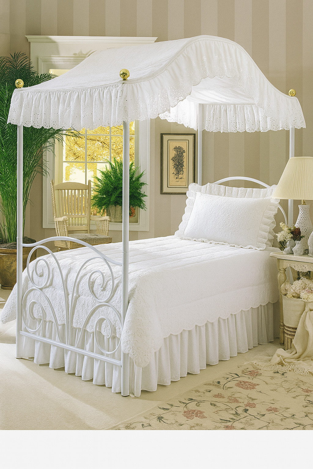 Cover Twin Size Fantasy Eyelet White  Straight Or Arched Can
