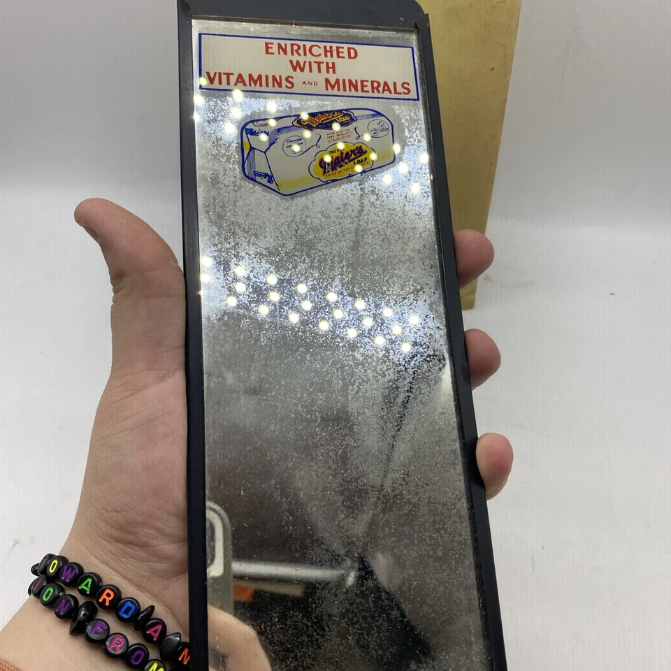 NOS 1950s MAIERS BREAD MIRROR PAINTED METAL SIGN GENERAL STORE COUNTRY GAS 21 - Image 3 of 4