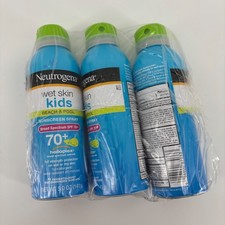 Neutrogena Wet Skin Kids Sunscreen Spray 3 Pack SPF 70 5oz New Sealed Exp 2018