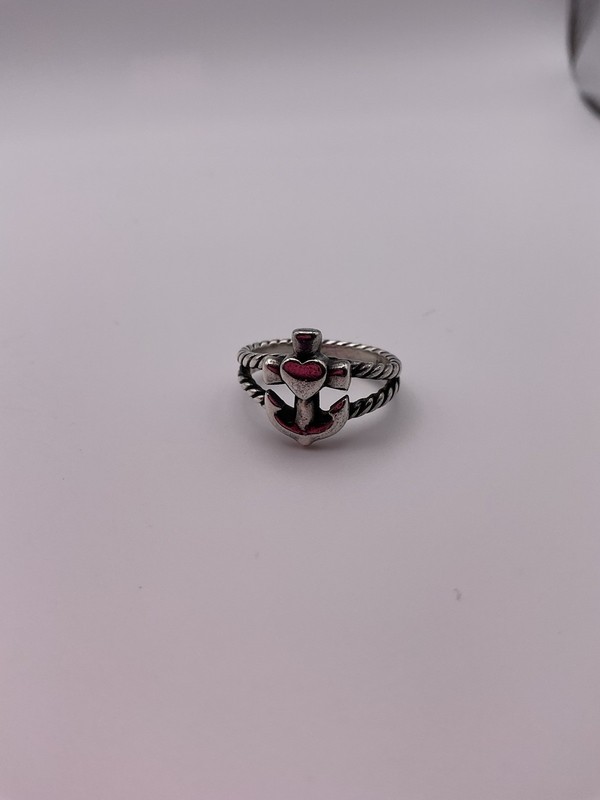 Retired James Avery Faith Hope & Love Twisted Rope Anchor Heart  Ring Size 4