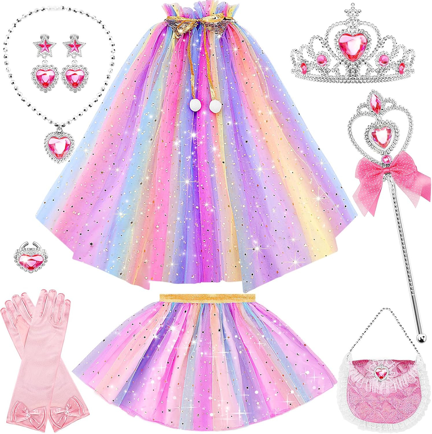 FunMission Princess Dress Up for Little Girl Toys, 9Pcs Christmas Costumes for K