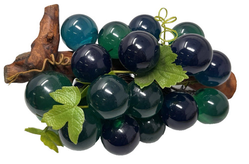 MCM BLUE/GREEN GRAPE CLUSTER ON WOOD WITH 1.5" LUCITE GRAPES