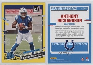 2023 Panini Donruss Rated Press Proof Yellow Anthony Richardson #343 Rookie RC