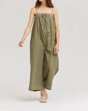 Grade & Gather Cotton Strap Jumpsuit Sage