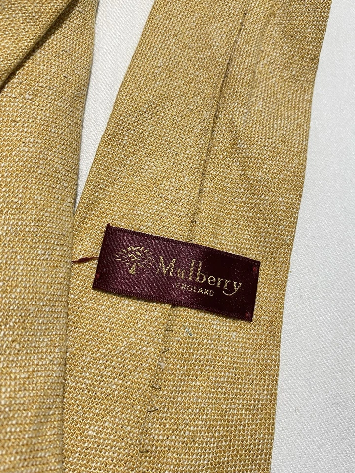 MULBERRY. YELLOW LINEN MEN’S TIE MADE IN ENGLAND EX CON - Image 2 of 4