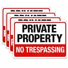4Pack No Trespassing Signs Private Property Metal Sign 10 x 7 In Aluminum