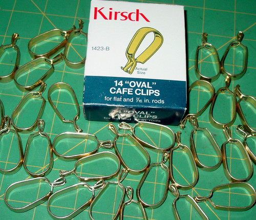 40 Vintage Oval Clip-On Cafe Curtain Drapery Rod Rings Brass Tone Lot Kirsch USA