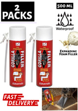 2X Gorilla Filler Weatherproof Expanding Foam Fills Seals Cracks & Gaps 500ml