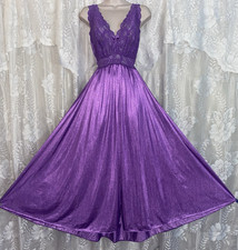 VTG 1X Shadowline PURPLE Extra SILKY SOFT Full Swp Hi Lo Nightgown olga esque