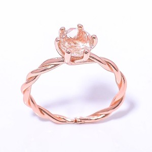 Authentic Morganite Quartz Gemstone Rose Gold Plated Ring Ad. (R1)
