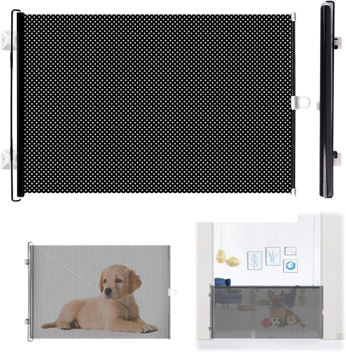 Cancello per cani corto, cancello retrattile per animali domestici, cancelli di sicurezza bassi per cani, facile installazione per porte, scale