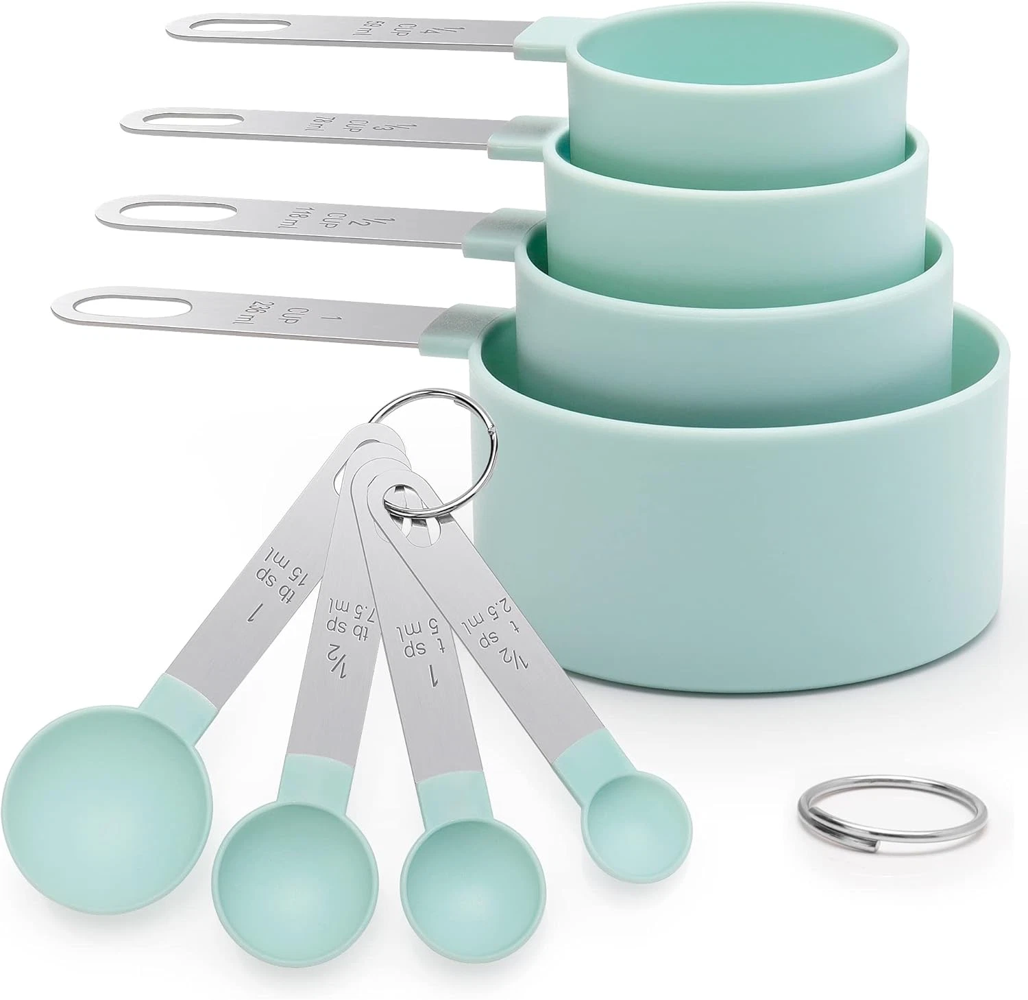 Measuring Cups and Spoons Set of 8 with Stainless Steel Handles, Measuring Tool