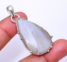 Botswana Agate Handmade 925 Sterling Silver Jewelry Pendant 1.95" P8-41