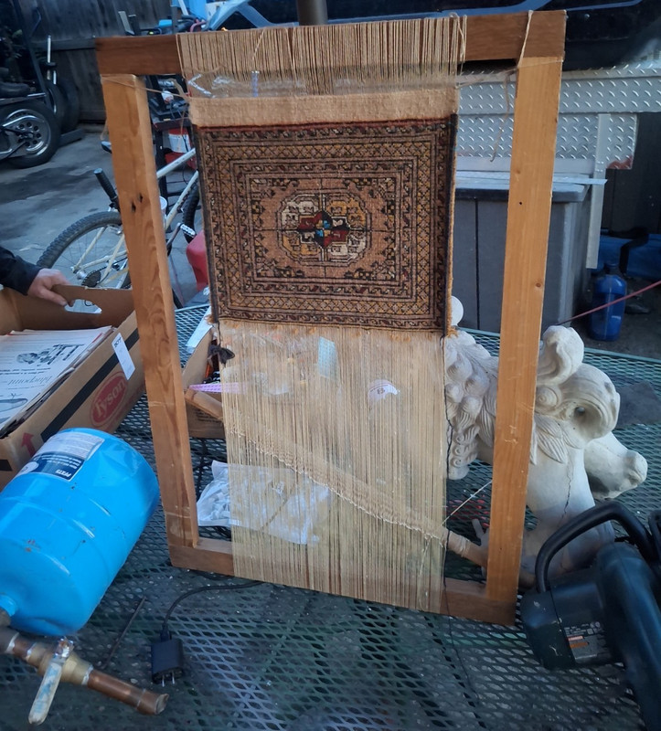 Tabletop Hand Weaving Loom Frame, 1-Shaft, w/ Warp Threads & Partial Rug