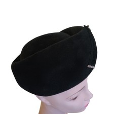 VTG 60s Deluxe Velour Merrimac Body Imported Fur Felt Hat Black Pill Box