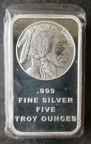 SilverTowne 5oz Silver Buffalo Bar in Plastic