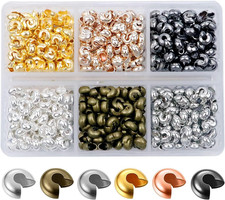 600 Pieces Crimp Bead Covers 4Mm Open Half round Crimp Bead Knot Cover Small Bea