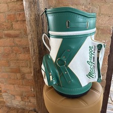 Vtg 1980s Green & White Leather MacGregor Mini Golf Bag Caddy 19” Trash Can