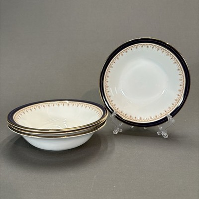 Aynsley Leighton Cobalt Coupe Cereal Bowls 6 1/2'' Set of 4 Smooth Bone China