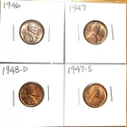 4 Lincoln Cent Wheat Pennies From The 1940’s Nice UNCIRCULATED Collector Set