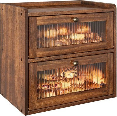 Double Layer Large Bread Box for Kitchen Countertop, Ventilation Hole Keep