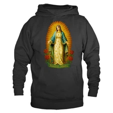 Mother Mary Virgin Maria Catholic Religious Graphic Pullover Hoodie