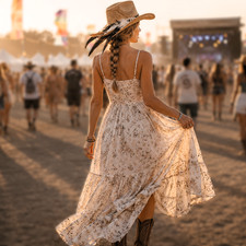 Vintage Boho Straw Cowboy Hat Feather Band Festival Western Rancher Sun Hat M/L