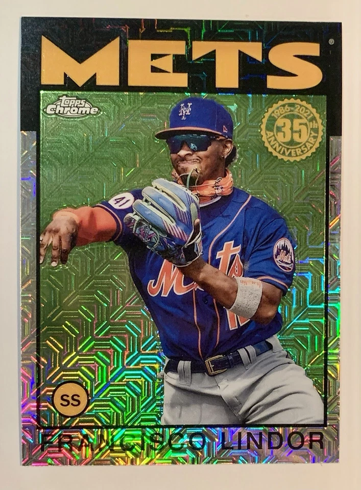 2021 Topps Update Francisco Lindor 1986 Topps Chrome Mojo Refractor - Image 2 of 3
