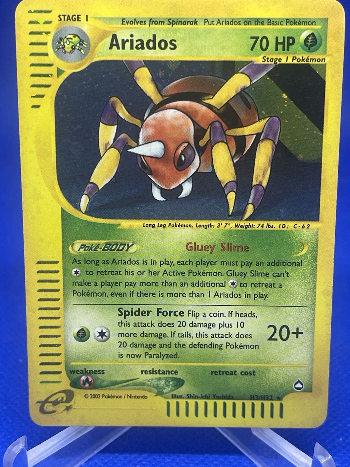 Pokemon TCG Aquapolis E-Series Card Ariados H3/H32 Holo Rare 2002 Card LP WOTC